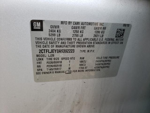 Photo 10 from auction – 2010 GMC TERRAIN SL with VIN 2CTFLJEY0A6392223