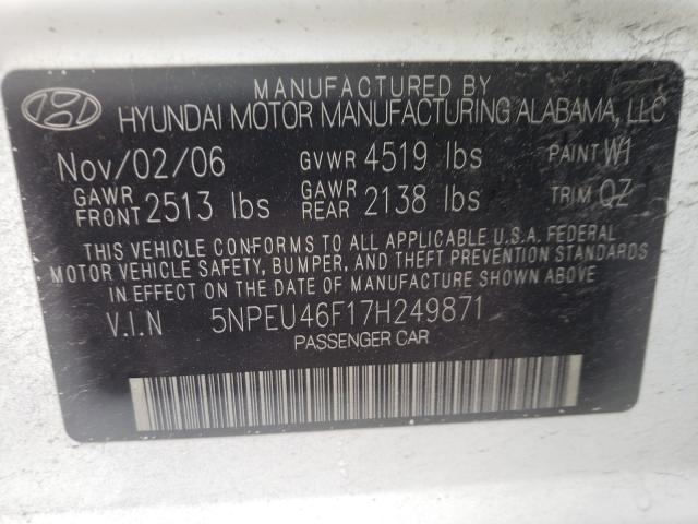 Photo 10 from auction – 2007 HYUNDAI SONATA SE with VIN 5NPEU46F17H249871
