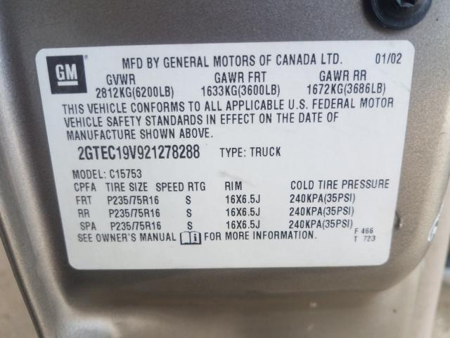 Photo 10 from auction – 2002 GMC NEW SIERRA with VIN 2GTEC19V921278288