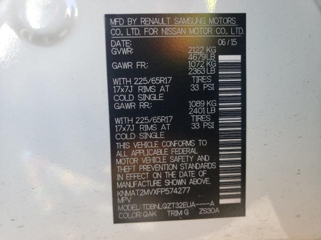 Photo 10 from auction – 2015 NISSAN ROGUE S with VIN KNMAT2MVXFP574277
