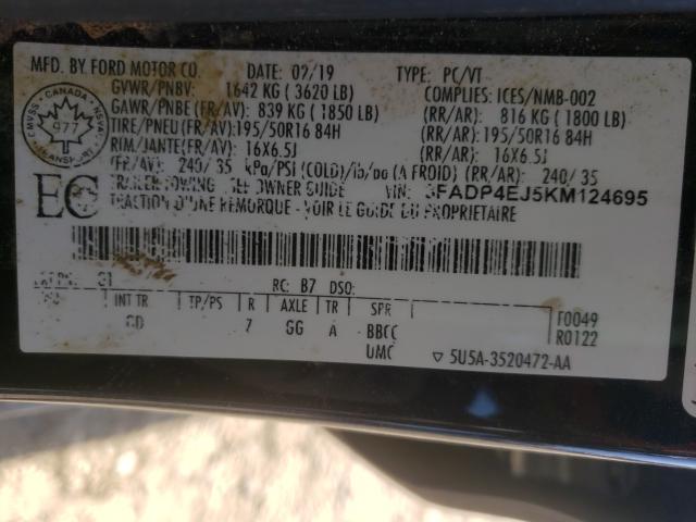 Photo 10 from auction – 2019 FORD FIESTA SE with VIN 3FADP4EJ5KM124695