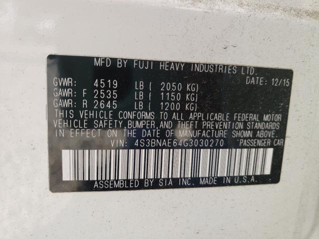 Photo 10 from auction – 2016 SUBARU LEGACY 2.5 with VIN 4S3BNAE64G3030270