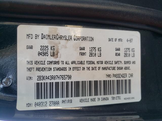 Photo 10 from auction – 2007 DODGE CHARGER SE with VIN 2B3KA43R07H765790