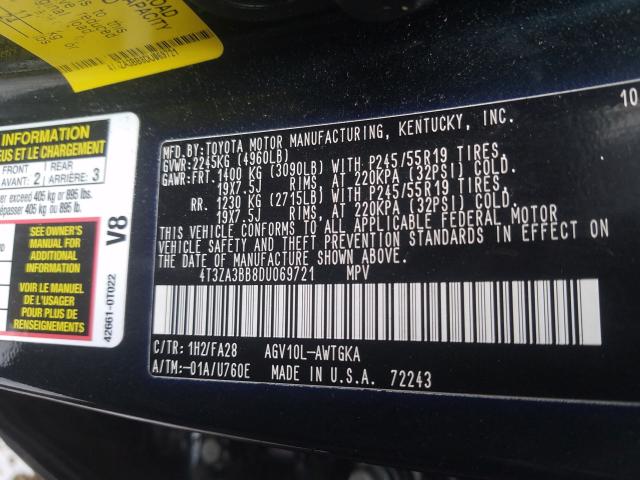 Photo 10 from auction – 2013 TOYOTA VENZA LE with VIN 4T3ZA3BB8DU069721