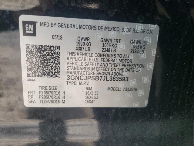 Photo 10 from auction – 2018 CHEVROLET TRAX 1LT with VIN 3GNCJPSB7JL383593