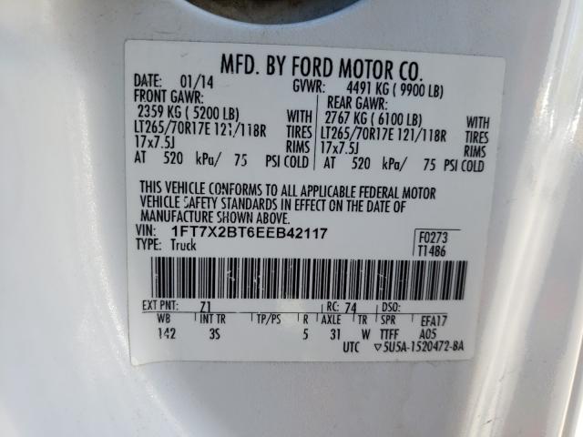 Photo 10 from auction – 2014 FORD F250 SUPER with VIN 1FT7X2BT6EEB42117