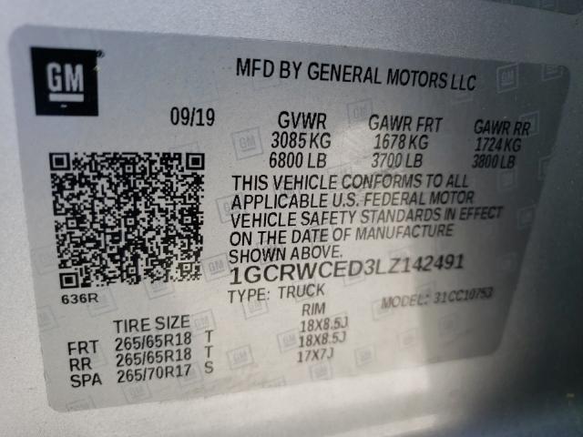 Photo 10 from auction – 2020 CHEVROLET SILVERADO with VIN 1GCRWCED3LZ142491