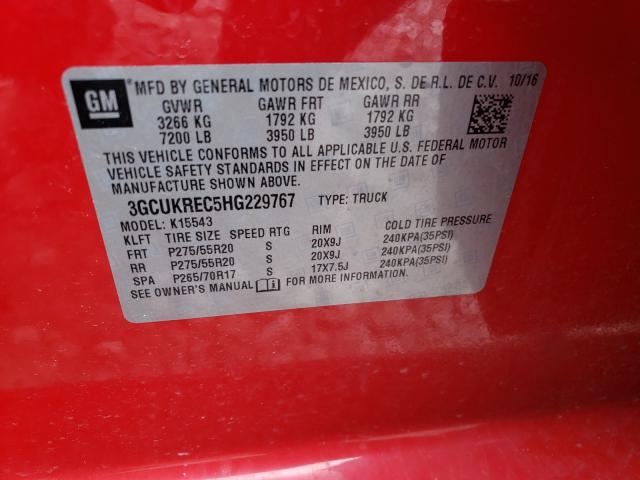 Photo 10 from auction – 2017 CHEVROLET SILVERADO with VIN 3GCUKREC5HG229767