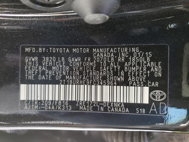 Photo 10 from auction – 2015 TOYOTA COROLLA L with VIN 2T1BURHE9FC345964