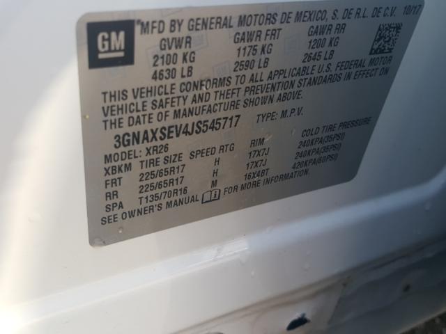 Photo 10 from auction – 2018 CHEVROLET EQUINOX LT with VIN 3GNAXSEV4JS545717