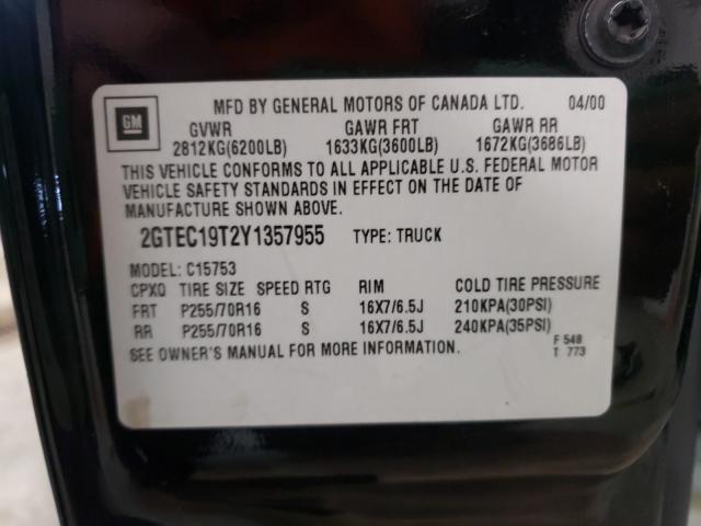 Photo 10 from auction – 2000 GMC NEW SIERRA with VIN 2GTEC19T2Y1357955