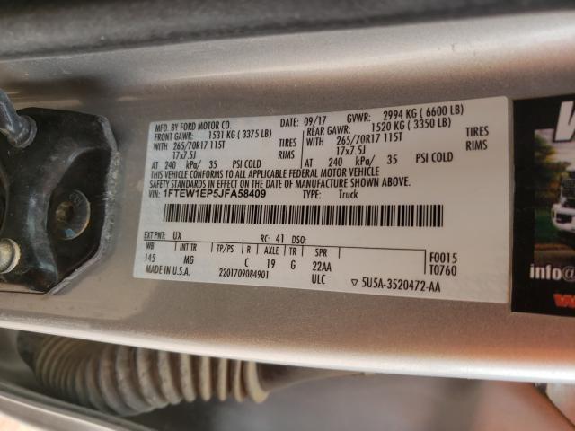 Photo 10 from auction – 2018 FORD F150 SUPER with VIN 1FTEW1EP5JFA58409