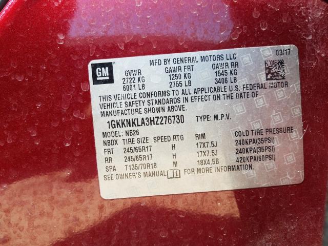 Photo 10 from auction – 2017 GMC ACADIA SLE with VIN 1GKKNKLA3HZ276730
