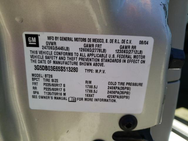 Photo 10 from auction – 2005 BUICK RENDEZVOUS with VIN 3G5DB03E65S513280