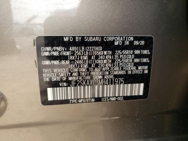 Photo 10 from auction – 2021 SUBARU FORESTER T with VIN JF2SKAXC3MH411975