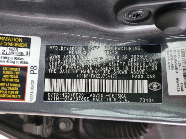 Photo 10 from auction – 2014 TOYOTA CAMRY L with VIN 4T1BF1FKXEU754475