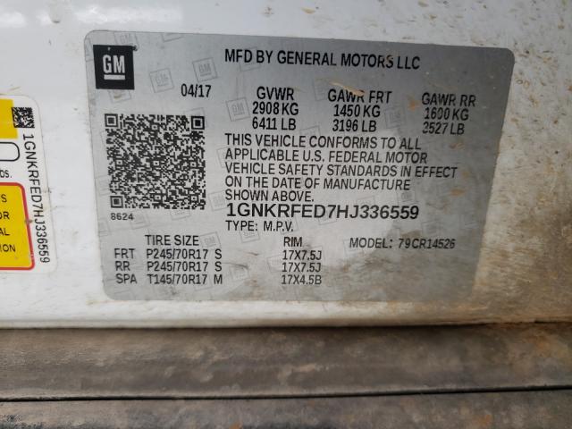 Photo 10 from auction – 2017 CHEVROLET TRAVERSE L with VIN 1GNKRFED7HJ336559