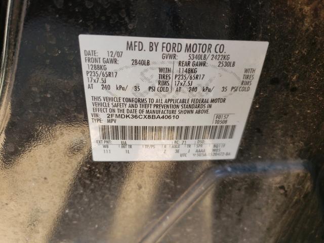 Photo 10 from auction – 2008 FORD EDGE SE with VIN 2FMDK36CX8BA40610