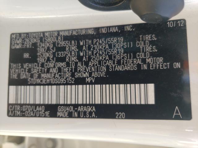 Photo 10 from auction – 2013 TOYOTA HIGHLANDER with VIN 5TDYK3EH1DS095152