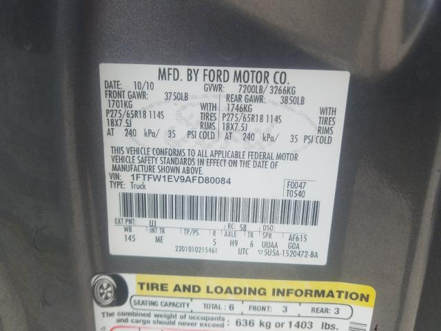 Photo 10 from auction – 2010 FORD F150 SUPER with VIN 1FTFW1EV9AFD80084
