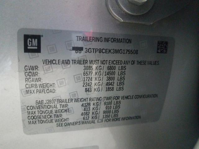 Photo 10 from auction – 2021 GMC SIERRA C15 with VIN 3GTP8CEK3MG175508