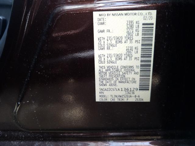 Photo 10 from auction – 2020 NISSAN MURANO SL with VIN 5N1AZ2CS7LN136129