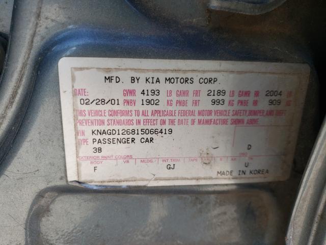 Photo 10 from auction – 2001 KIA OPTIMA MAG with VIN KNAGD126815066419