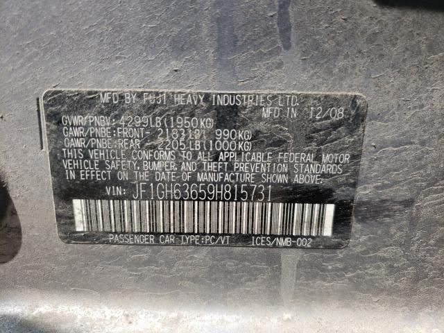 Photo 10 from auction – 2009 SUBARU IMPREZA OU with VIN JF1GH63659H815731