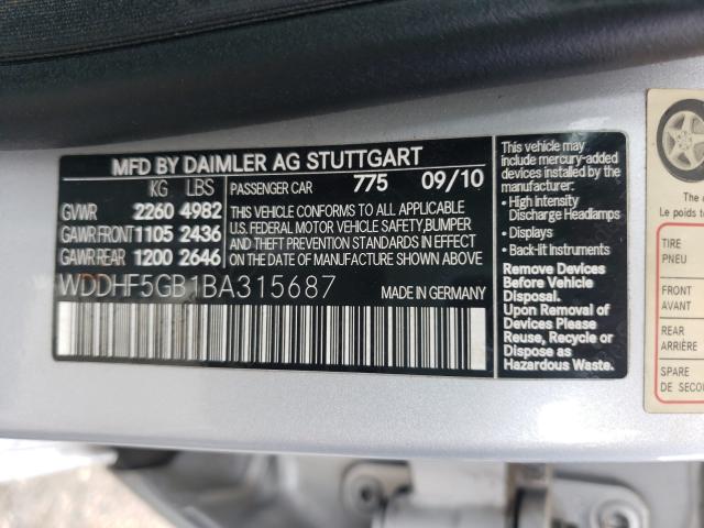 Photo 10 from auction – 2011 MERCEDES-BENZ E 350 with VIN WDDHF5GB1BA315687