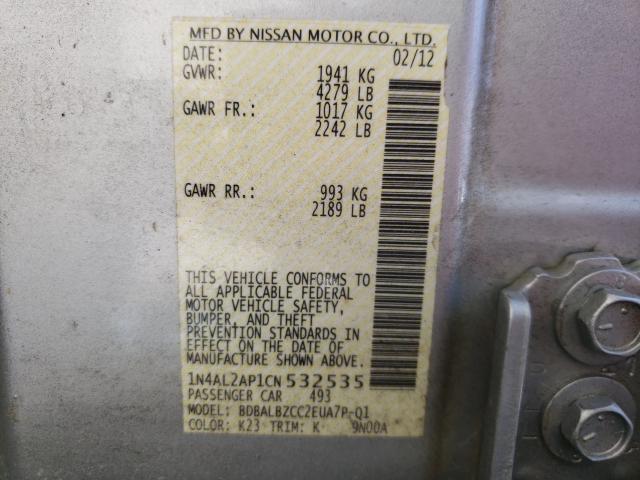 Photo 10 from auction – 2012 NISSAN ALTIMA BAS with VIN 1N4AL2AP1CN532535