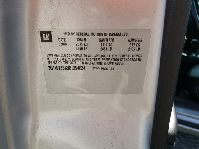 Photo 10 from auction – 2008 CHEVROLET IMPALA LT with VIN 2G1WT58K981354824