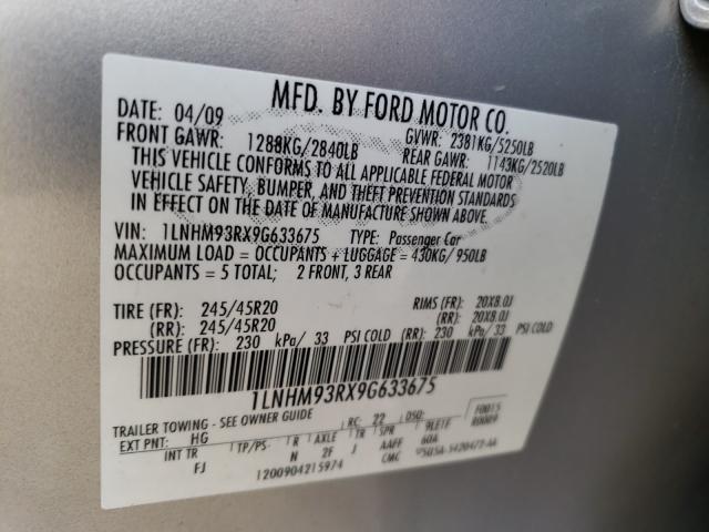 Photo 10 from auction – 2009 LINCOLN MKS with VIN 1LNHM93RX9G633675