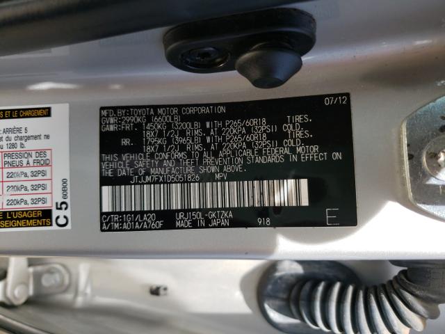 Photo 10 from auction – 2013 LEXUS GX 460 PRE with VIN JTJJM7FX1D5051826