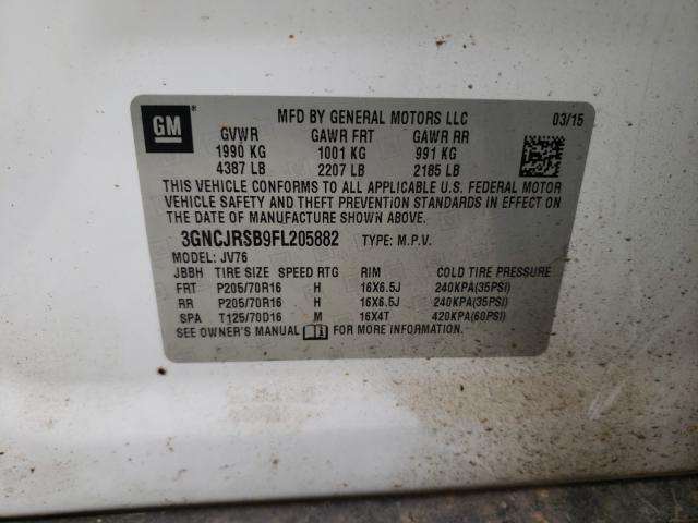 Photo 10 from auction – 2015 CHEVROLET TRAX 1LT with VIN 3GNCJRSB9FL205882
