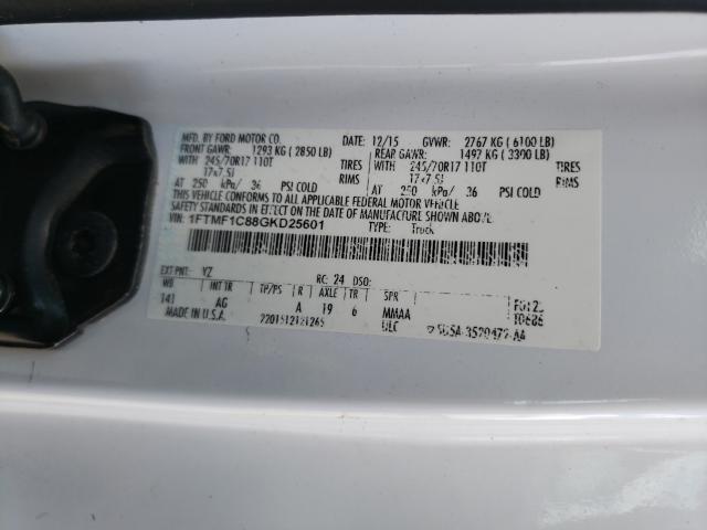 Photo 10 from auction – 2016 FORD F150 with VIN 1FTMF1C88GKD25601