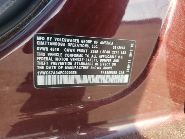 Photo 10 from auction – 2014 VOLKSWAGEN PASSAT SEL with VIN 1VWCS7A34EC020358