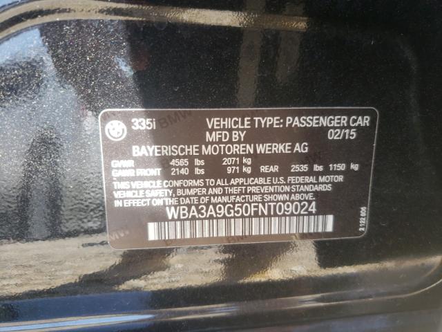Photo 10 from auction – 2015 BMW 335 I with VIN WBA3A9G50FNT09024