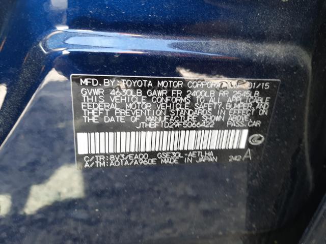 Photo 10 from auction – 2015 LEXUS IS 250 with VIN JTHBF1D29F5066422