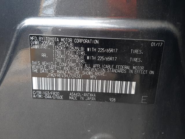 Photo 10 from auction – 2017 TOYOTA RAV4 LE with VIN JTMZFREV3HJ709347