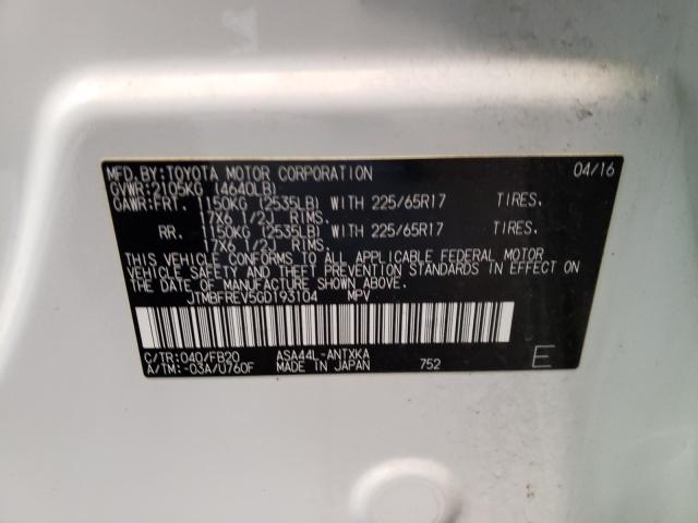 Photo 10 from auction – 2016 TOYOTA RAV 4 with VIN JTMBFREV5GD193104