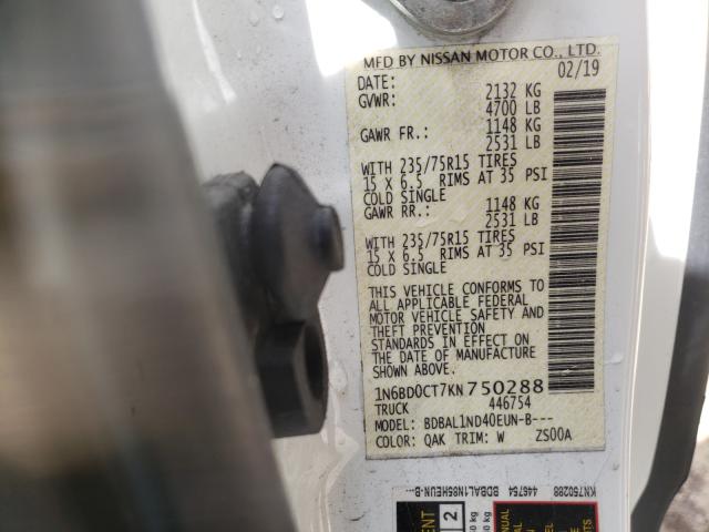 Photo 10 from auction – 2019 NISSAN FRONTIER S with VIN 1N6BD0CT7KN750288