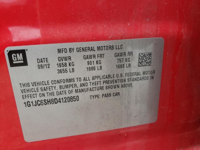 Photo 10 from auction – 2013 CHEVROLET SONIC LT with VIN 1G1JC6SH8D4120850
