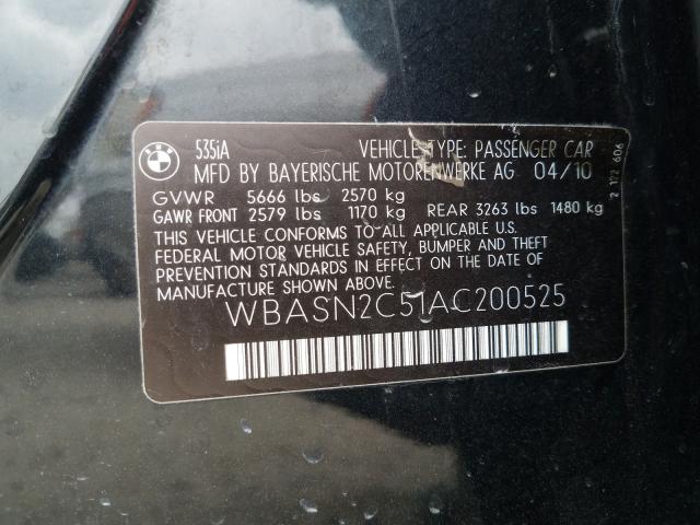 Photo 10 from auction – 2010 BMW 535 GT with VIN WBASN2C51AC200525