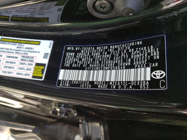 Photo 10 from auction – 2021 TOYOTA COROLLA SE with VIN 5YFS4MCE0MP058648