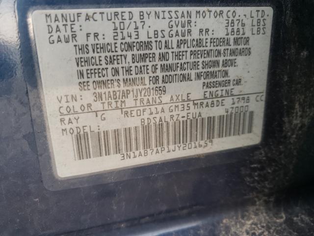 Photo 10 from auction – 2018 NISSAN SENTRA S with VIN 3N1AB7AP1JY201659