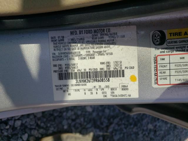 Photo 10 from auction – 2009 LINCOLN MKZ with VIN 3LNHM26T39R608558