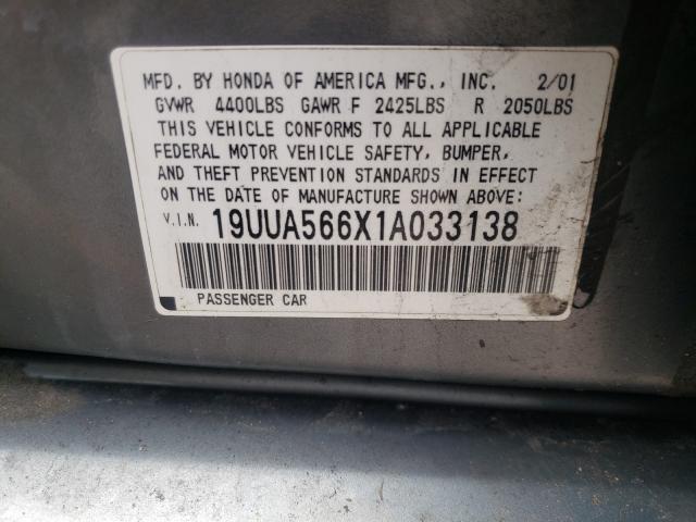 Photo 10 from auction – 2001 ACURA 3.2TL with VIN 19UUA566X1A033138