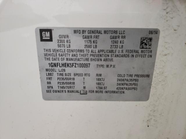 Photo 10 from auction – 2015 CHEVROLET EQUINOX LT with VIN 1GNFLHEK5FZ100097