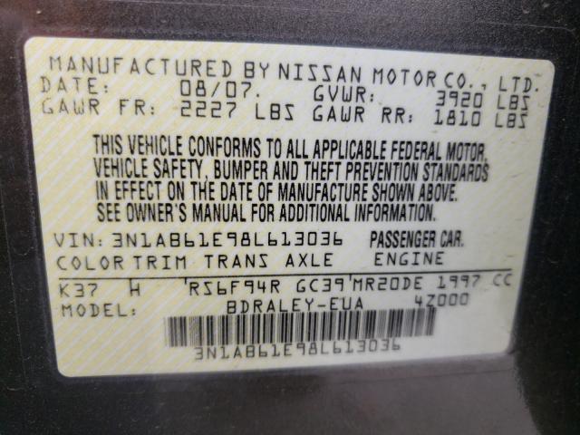 Photo 10 from auction – 2008 NISSAN SENTRA 2.0 with VIN 3N1AB61E98L613036