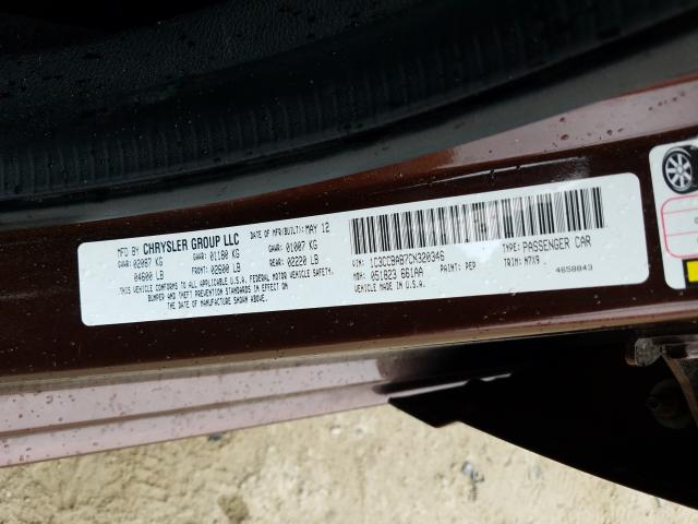 Photo 10 from auction – 2012 CHRYSLER 200 LX with VIN 1C3CCBAB7CN320346